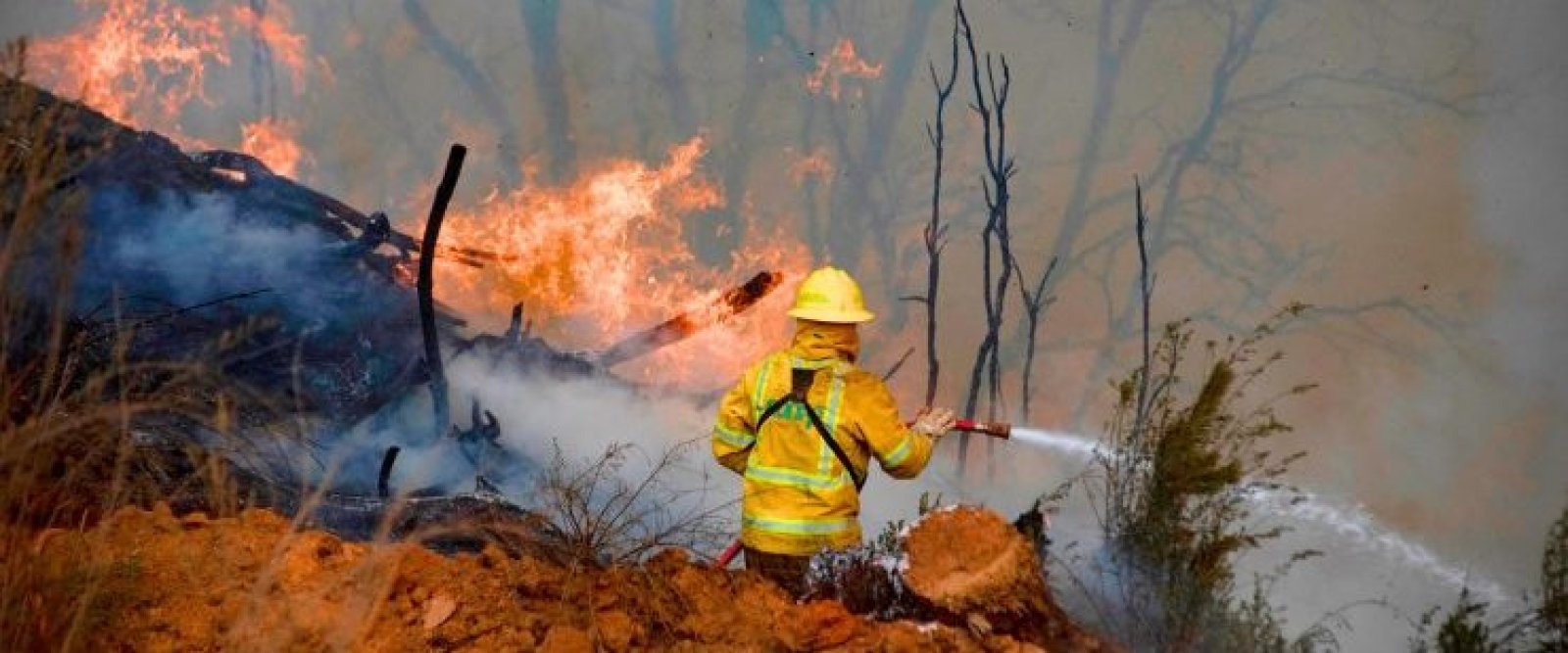 Conaf mantiene 24 incendios forestales en combate y Ñuble y Biobío continúan en Alerta Roja